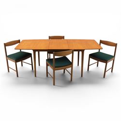 A.H. McIntosh - Mid-20th century teak extending dining table and four chairs, teak top tab...
