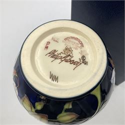 Moorcroft limited edition vase, of bottle form, decorated in the Chatsworth pattern by Phillip Gibson, circa 2001, 60/350, H23.5cm, with original box