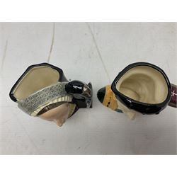 Royal Doulton Henry VIII and his Six Wives Character Jugs, comprising of Henry VIII D6647, Catherine of Aragon D6657, Anne Boleyn D6650, Jane Seymour D6746, Anne of Cleves D6753, Catherine Howard D6692 and Catherine Parr D6751, tallest H10cm