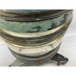 Two port and starboard brass lamps, each with a plaque marked 'Noack as Lanterne KL.A Serie 700 Type 704D Babord', ribbed green and red glass shades, H44cm