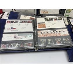 Mostly Great British first day covers, some with special postmarks, from the 1960s to the early 2000s and a small number of Queen Elizabeth II usable postage stamps, housed in eleven ring binder folders