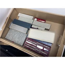 Quantity of silver plated and other metal ware to include Community cutlery and brass, together with Polaroid tv etc in three boxes