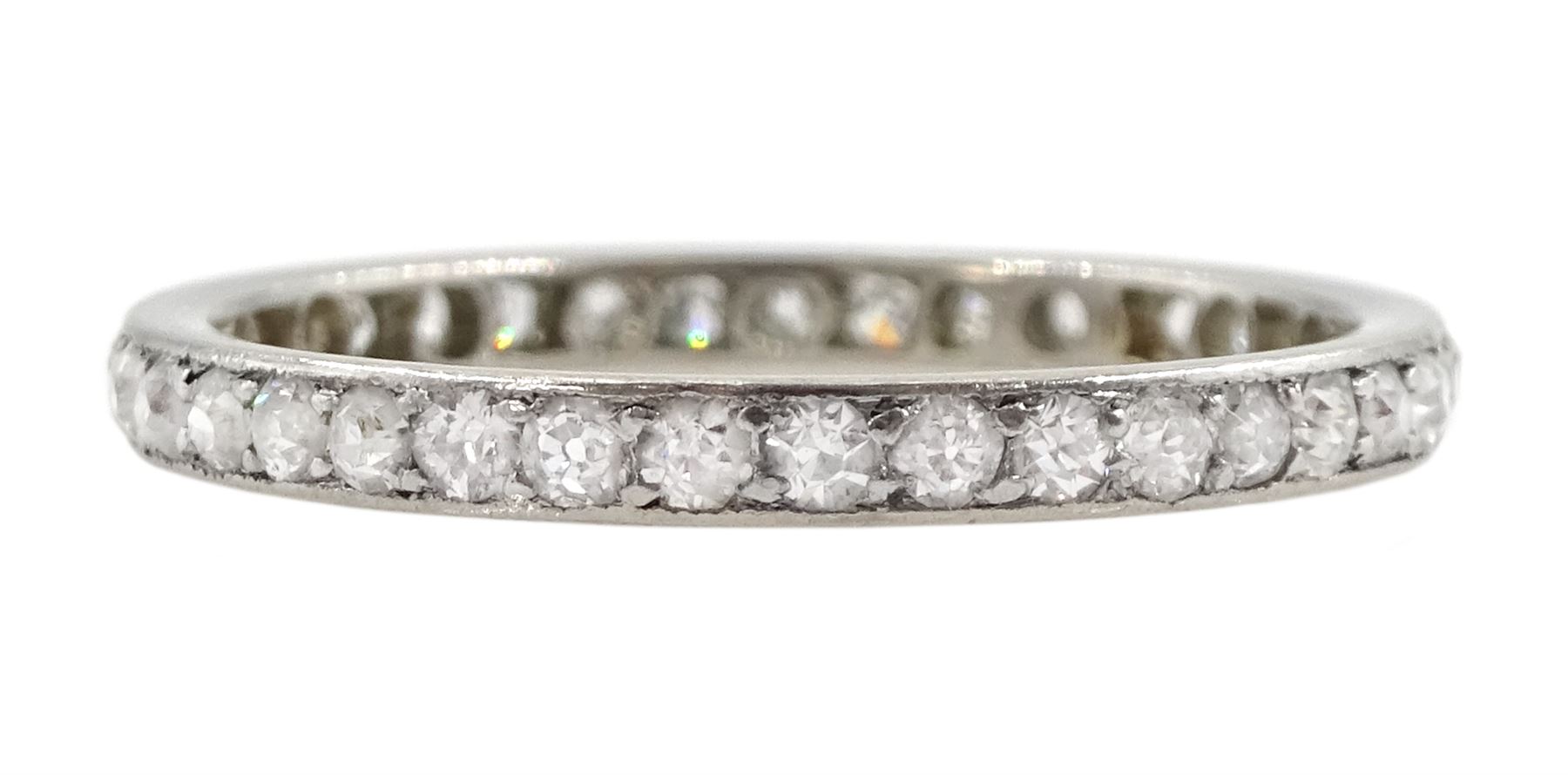 Platinum old cut diamond full eternity ring, total diamond weight approx 0.50 carat
