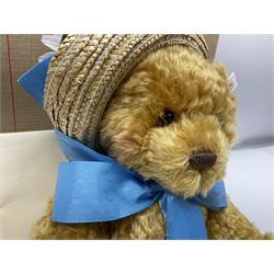 Two modern Steiff limited edition teddy bears - Prince William's 21st Birthday Bear with growler mechanism No.58/1500 H35cm; and Cherished Teddies Collection Daisy No.4269/5000 H33cm; both boxed with certificates (2)