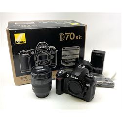 Nikon D70 Kit with AF-S Zoom Nikkor 18-70mm f/3.5~4.5G lens, original accessories, instruction manuals, warranty and box