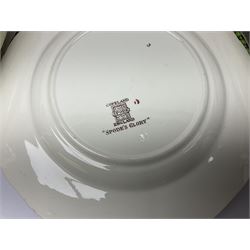 Copeland Spode, Spode's Glory pattern part dinner service, comprising two covered tureens, six dinner plates, six side plates, six dessert plates, sauce jug, three serving dishes of various sizes   