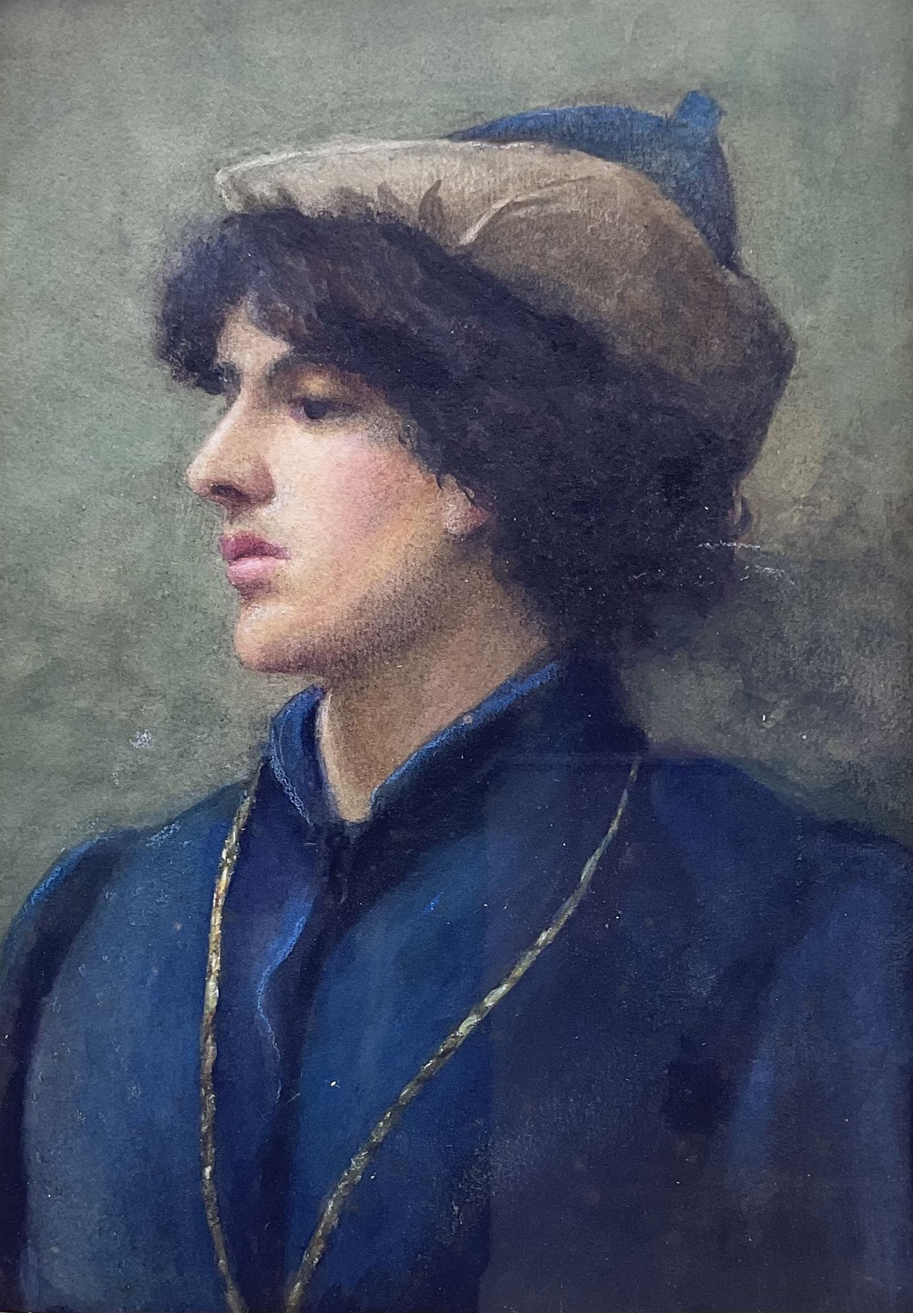 Attrib. Glyn Warren Philpot RA (British 1884-1937): Portrait of a Young Gentleman, watercolour unsigned, attributed verso 26.5cm x 18.5cm 
Provenance: with The Campden Gallery, Kensington, label verso