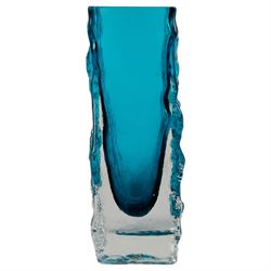Blue glass coffin vase, in the manner of Whitefriars, H13cm 