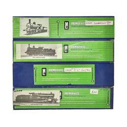 M&L Premier Kits ‘00’ gauge - four model railway locomotive building kits comprising PK1 GWR 4-6-0 Manor Class loco and chassis, PK9 LNWR DX Goods body and tender, PK12 LNWR 5’ 6” 2-4-2 tank and PK28 LNWR Dreadnought Compound loco and tender 