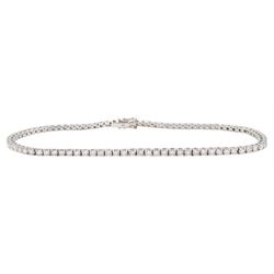 18ct white gold round brilliant cut diamond bracelet, stamped, total diamond weight approx...