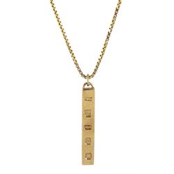 9ct gold ingot pendant necklace, hallmarked