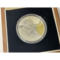Commemorative Tristan Da Cunha coins including 2013 'The 60th Anniversary of the Coronation of Queen Elizabeth II Pure Silver Crown Set' cased with certificate,  2014 'World War I Silver Commemorative' one crown cased with certificate, 9ct gold 2012 half crown approximately 1 gram etc