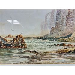 Evyleen Bishop (British early 20th century): Sea Cliffs and Shore, watercolour signed 25cm x 35cm