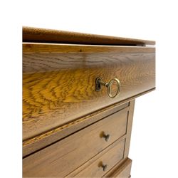 Barre Dugue - French oak five drawer chest with three drawers and frieze drawer at top and one at bottom 
