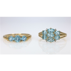 Two blue apatite gold rings hallmarked 9ct