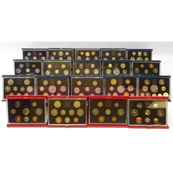  Nineteen Royal Mint proof sets two 1983, 1984, 1985, 1986, 1987, two 1988, two 1989, 1990, 1991, 1993, 1994, 1995, 1996, 1997, 1998 and 1999, all with certificates  