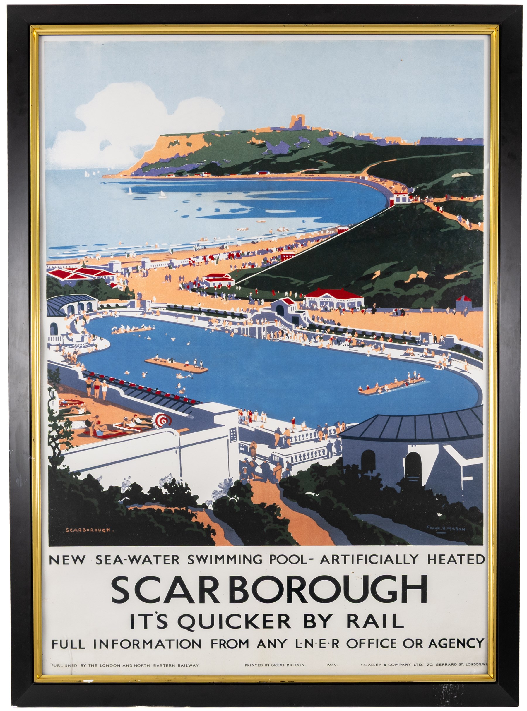 Two reproduction British Railway posters, comprising Yorkshire Coast and Scarborough examples, both framed, H100cm
