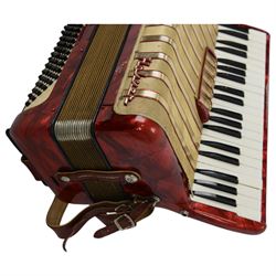 Hohner Chromatic accordion, three octave keyboard with 120 buttons and 16 fold bellows. With carrying case.