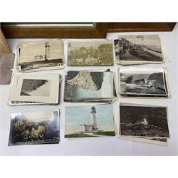 Collection of photographs and postcards in four albums, including local interest including Whitby and Scarborough 