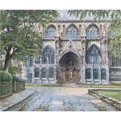 Albert Henry Findley (British 1880-1975): Lincoln Cathedral Entrance, watercolour signed 26cm x 32cm