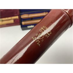 Three wooden recorders - 1970s Schotts 'Concert' three-piece tenor; 1990s Dolmetsch treble, cased; and 1980s Moech descant, cased (3)