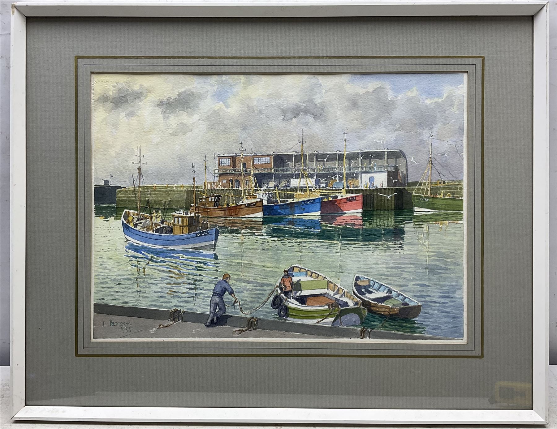 Les Pearson (British 1923-2010): 'Early Morning- Bridlington Harbour', watercolour signed and dated 1986, titled verso 26cm x 37cm 