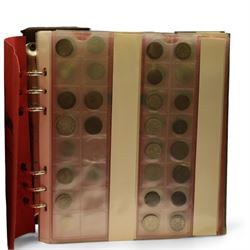 Great British and World coins, including pre-decimal halfcrowns, two shillings etc, decimal old style large five pence pieces, German pre-Euro coinage with 1972 and 1987 ten deutsche mark coins etc, housed in ten ring binger folders and a metal hinged top box