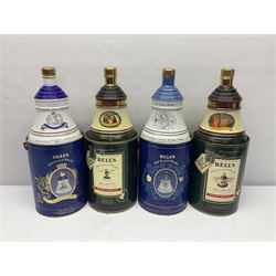 Bells, Scotch whisky, in seven Wade ceramic decanters, including Christmas 1988, 1989, 1990, 1991 etc