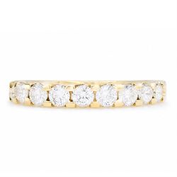 18ct gold diamond half eternity ring, set with nine round brilliant cut diamonds, hallmarked