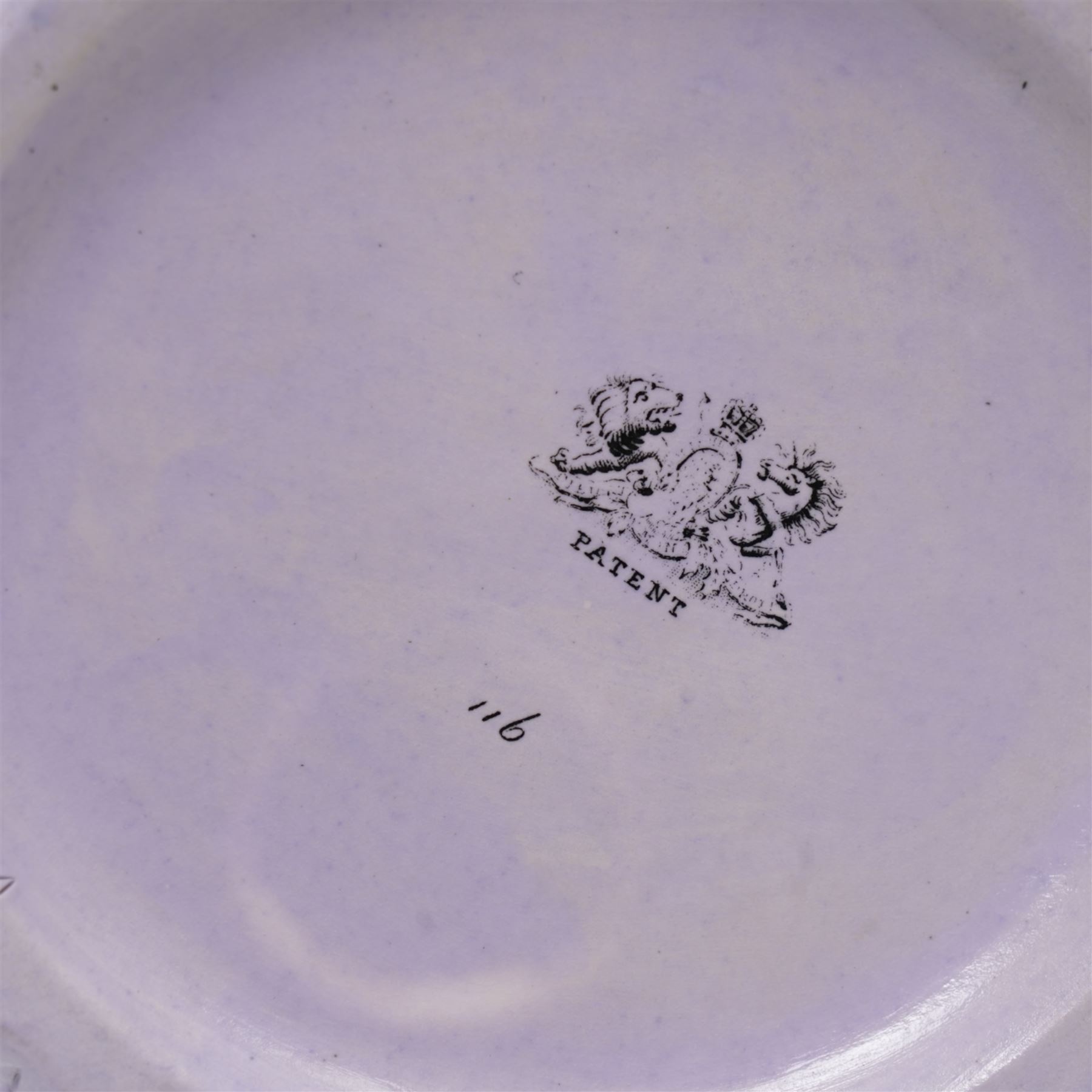 Samuel Alcock & Co lavender jug, decorated in relief with a Napoleonic scene from the Siege of Acre 1799, black printed mark to base, H22.5cm 