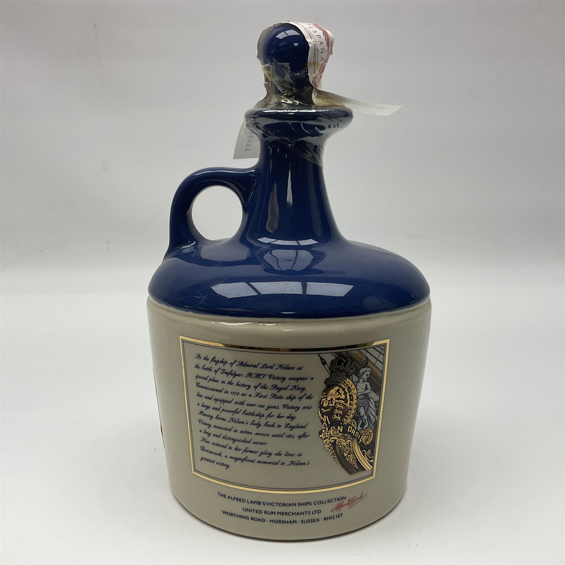 Lamb's 100 navy rum, 750ml, 57% vol, in a 'HMS Victory ceramic flagon and original box 