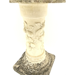 Armillary sundial, composite stone, column on stone plinth, D48cm, H96cm