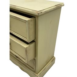 Pair of painted three drawer bedside chests