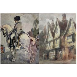 Continental School (19th/20th century): Napoleon on Horseback, ink and watercolour unsigned 18cm x 14cm; Continental Street, watercolour by another hand indistinctly signed 24cm x 18cm (2)