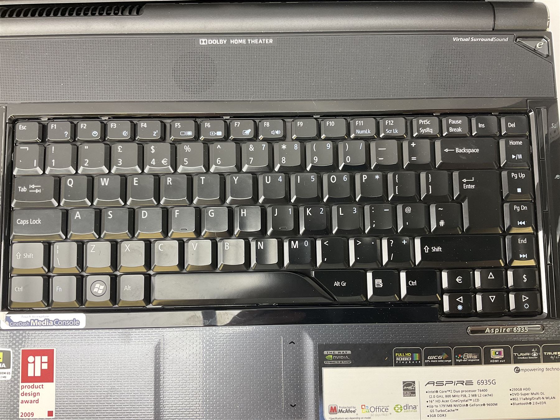 Acer Aspire 6935G laptop, with charger