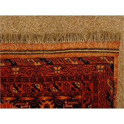  Persian red ground rug, repeating border, 294cm x 201cm  