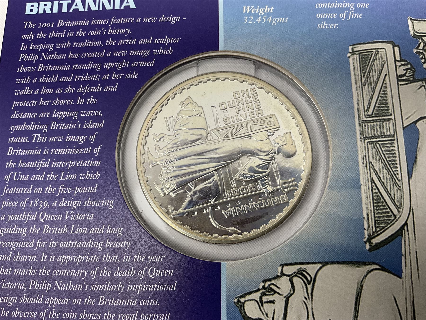 Seven The Royal Mint United Kingdom sterling silver proof crown coins, comprising two 1972, three 1977, 1981 and 1993, all cased with certificates and a Queen Elizabeth II 2001 one ounce fine silver Britannia coin on card (8)