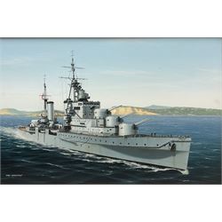 Ivan Berryman (British 1958-): Naval Ship's Portrait of a Dido-Class Cruiser, oil on canvas signed 39cm x 59cm 
Provenance: with Bosleys Military Auctioneers Marlow 1st Sept. 2010 Lot 742

