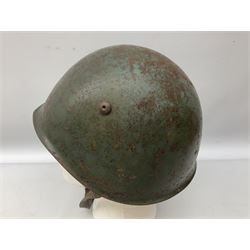 WWII Italian steel helmet with liner and chin strap