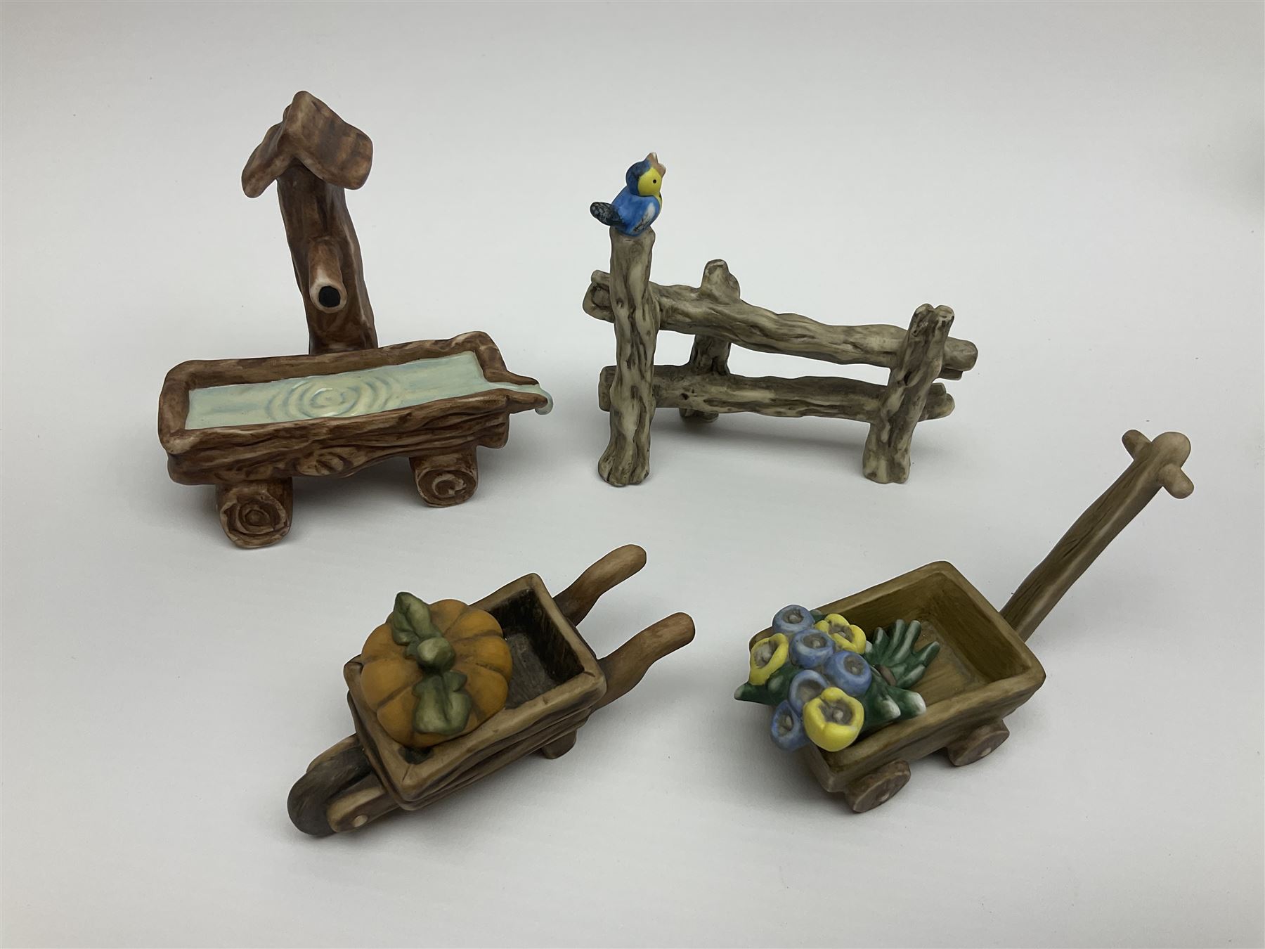 Collection Hummel figures by Goebel, together with three hummel landscapes, Hummel Quelle, Hummel Weiher and Hummel Garten