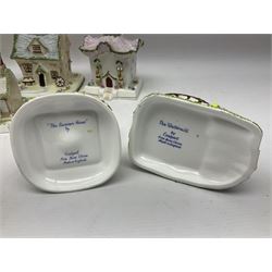 Eleven Coalport cottages, including Park Folly, The Alms House, Watermill and The Summer House, each with printed marks beneath