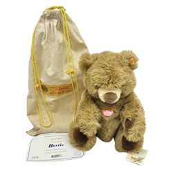 Modern Steiff teddy bear - Bertie (Steiff's first bean bear) No.1600 H24cm; in original bag with paperwork