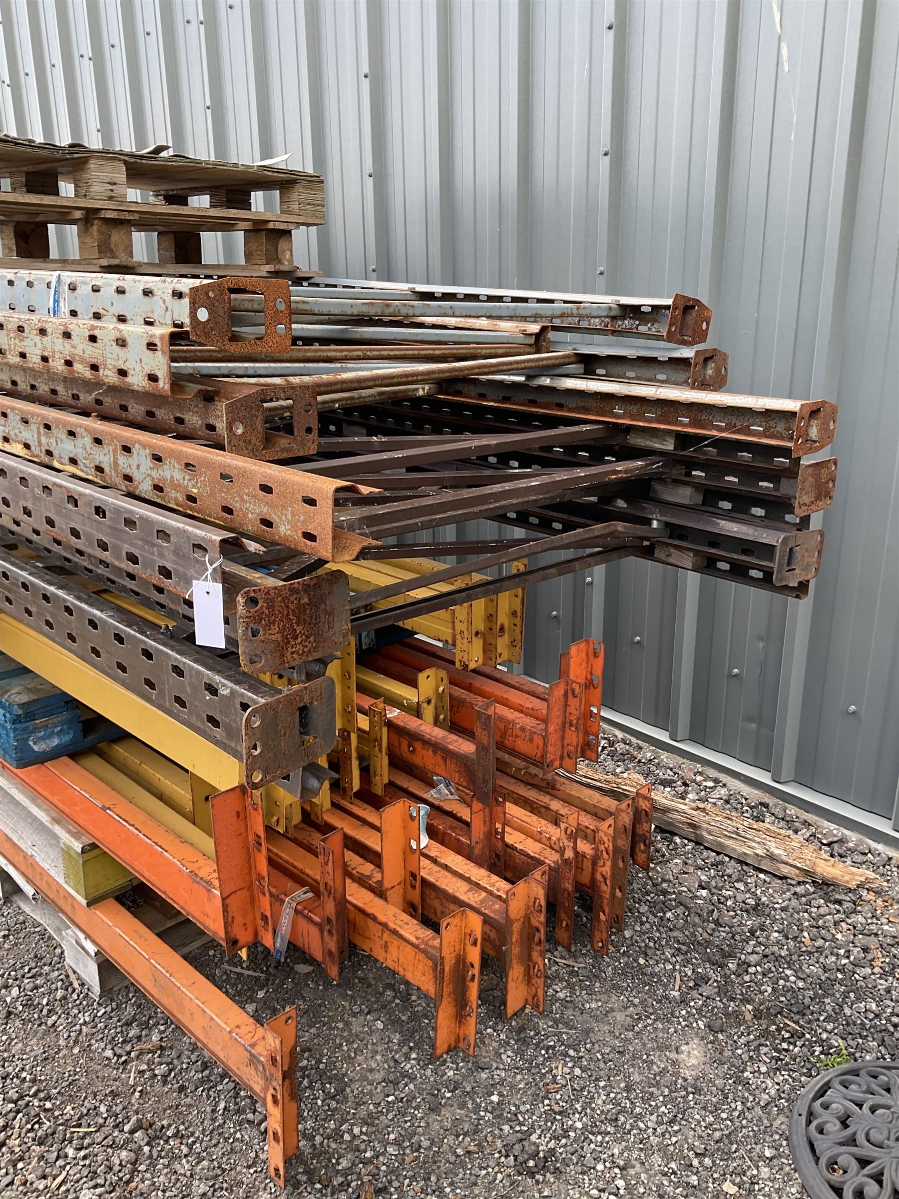 Steel industrial pallet racking, nine uprights and quantity of various size beams  - THIS LOT IS TO BE COLLECTED BY APPOINTMENT FROM DUGGLEBY STORAGE, GREAT HILL, EASTFIELD, SCARBOROUGH, YO11 3TX