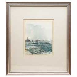 Tom Harland (Yorkshire 1945-2012): 'Harbour Entrance - Whitby', watercolour signed, titled verso 22cm x 18cm
Provenance: with Ladygate Gallery, Beverley