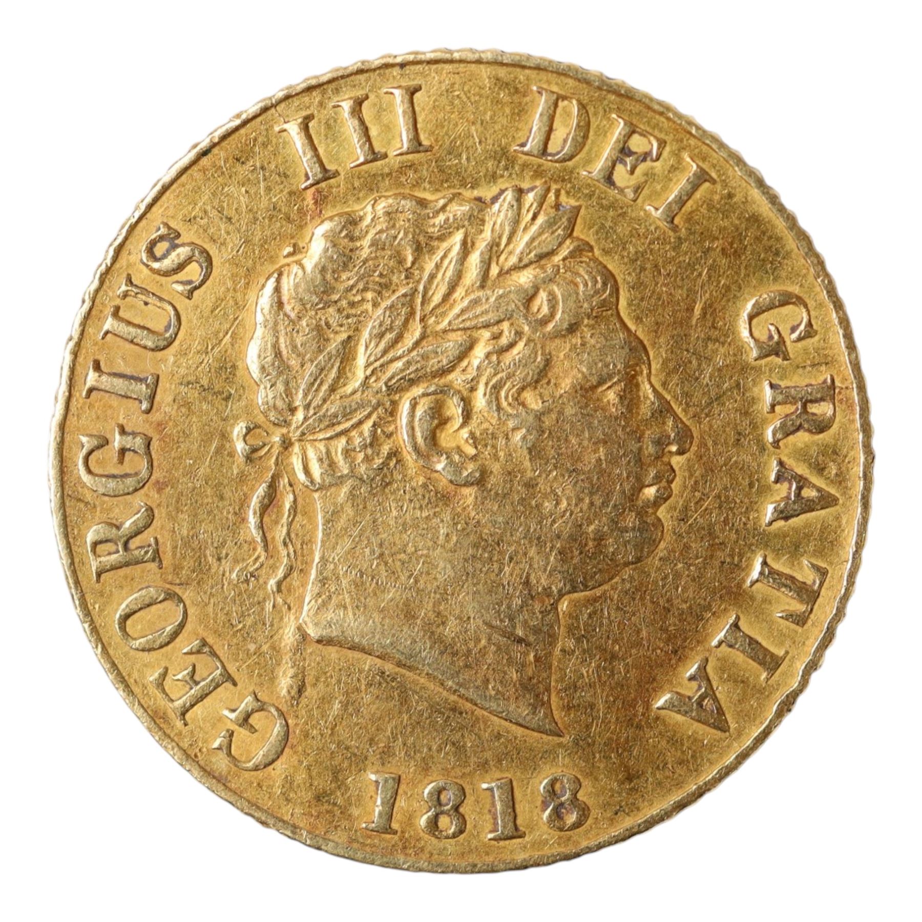 George III 1818 gold half sovereign coin