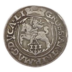 Lithuania 1563 three groszy silver coin, approximately 2.9 grams