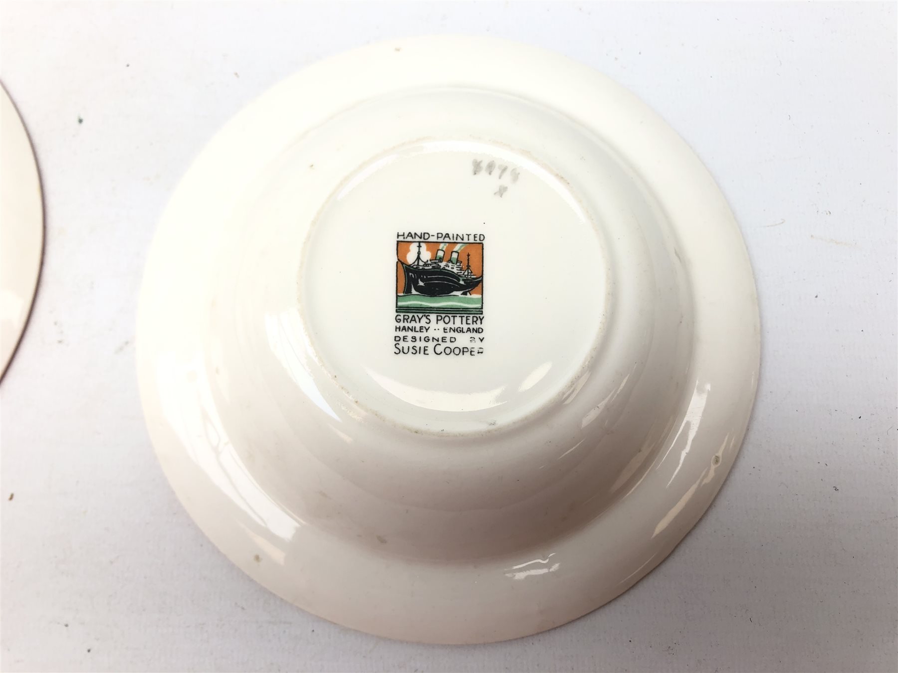 Helvetica Pair of Gray's Pottery Susie Cooper handpainted Harlequin