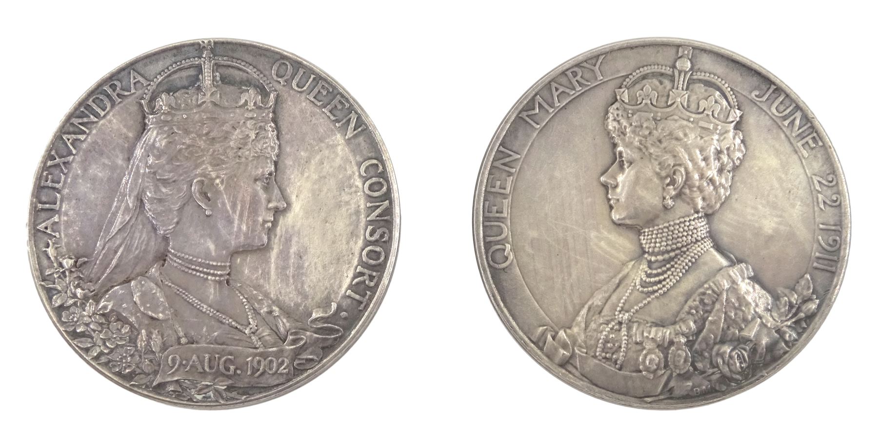 King Edward VII 9th August 1902 and King George V 22nd June 1911 small silver Coronation medals