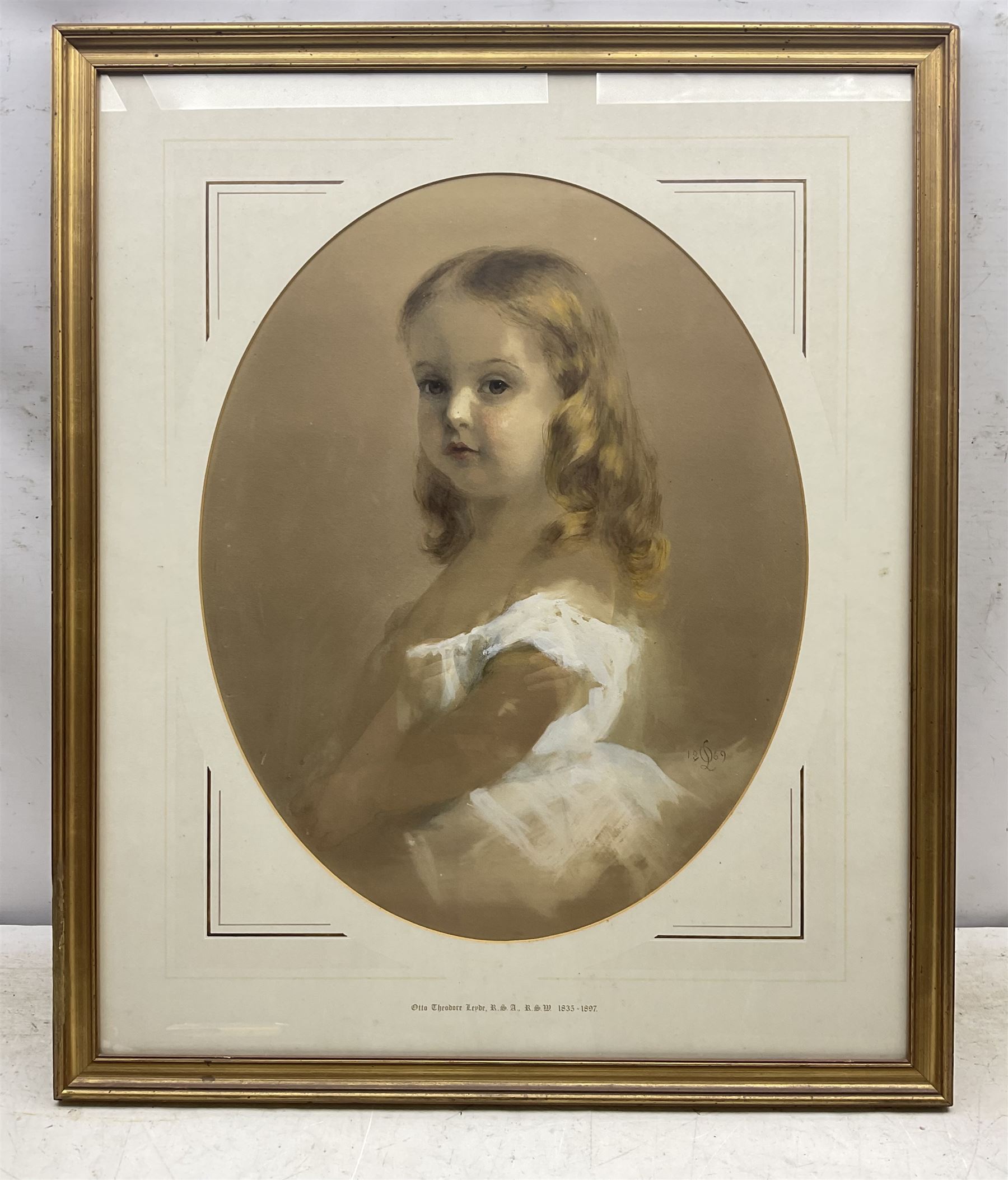 Otto Theodore Leyde RSA RSW (Russian/Scottish 1835-1897): Portrait of a Young Girl, watercolour signed with monogram and dated 1869, 59cm x 46cm 