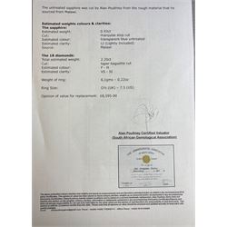 14ct white gold sapphire and diamond cluster ring, single unheated marquise cut teal sapphire of approx 0.93 carat, with tapered cut diamond surround, total diamond weight approx 2.20 carat, with Alan Poultney Gems report